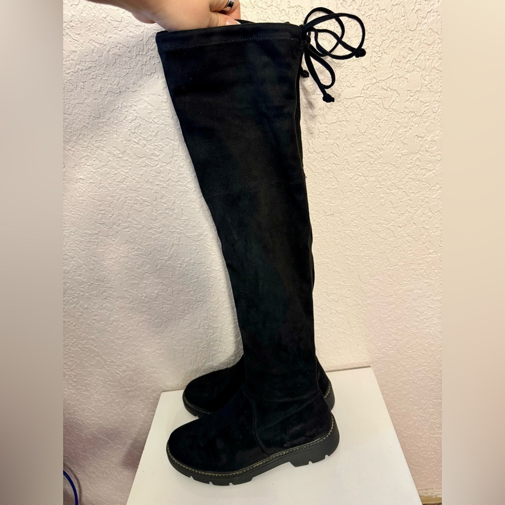 Black Suede Over the Knee Boots Size US 7.5